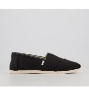 TOMS Classic Alpargata Slip Ons Black Recycled Cotton Canvas