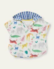 Towelling Throw On Multi Jungle Stamp Baby Boden, Multi Jungle Stamp